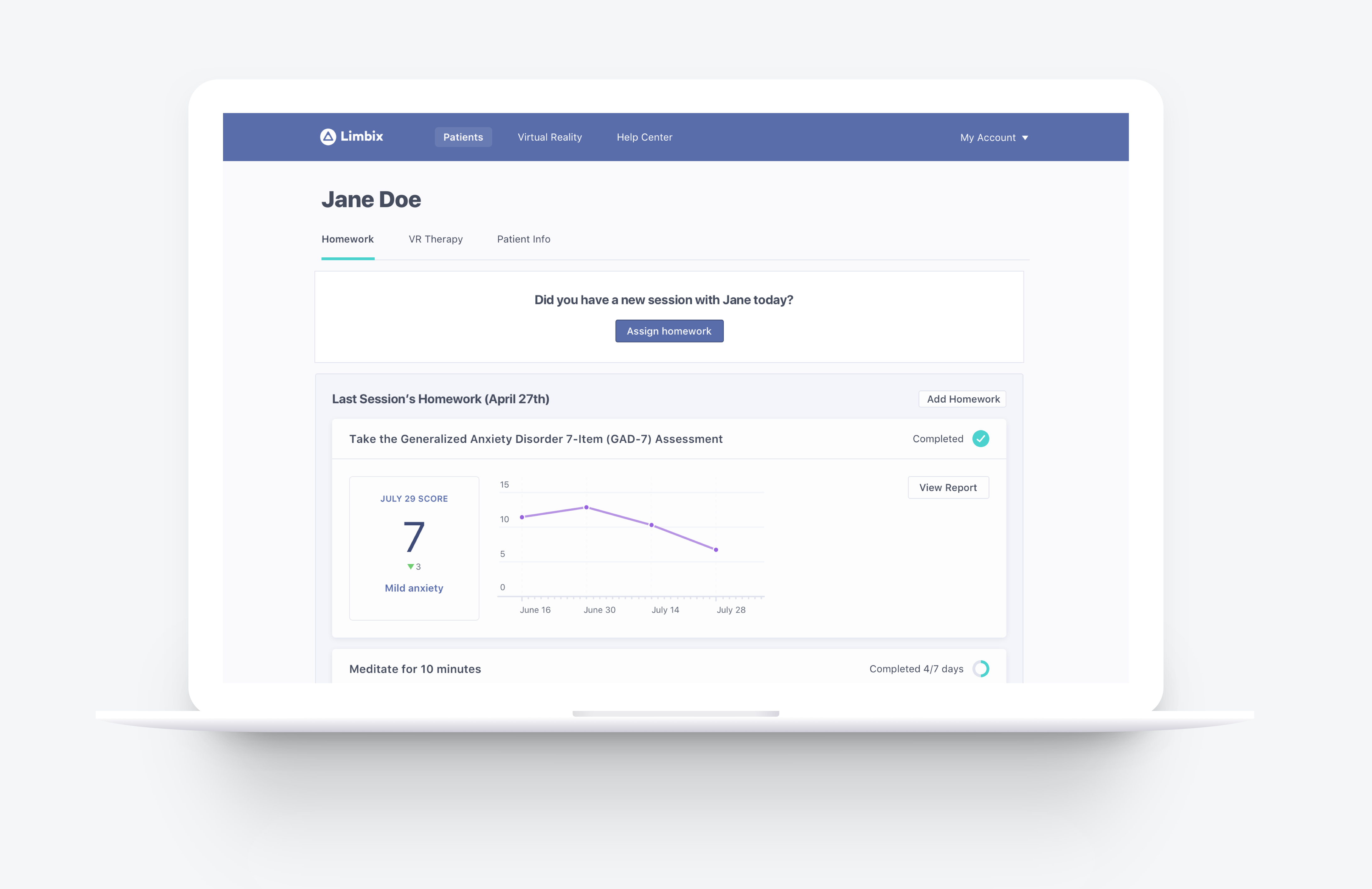 Web app — therapist view
