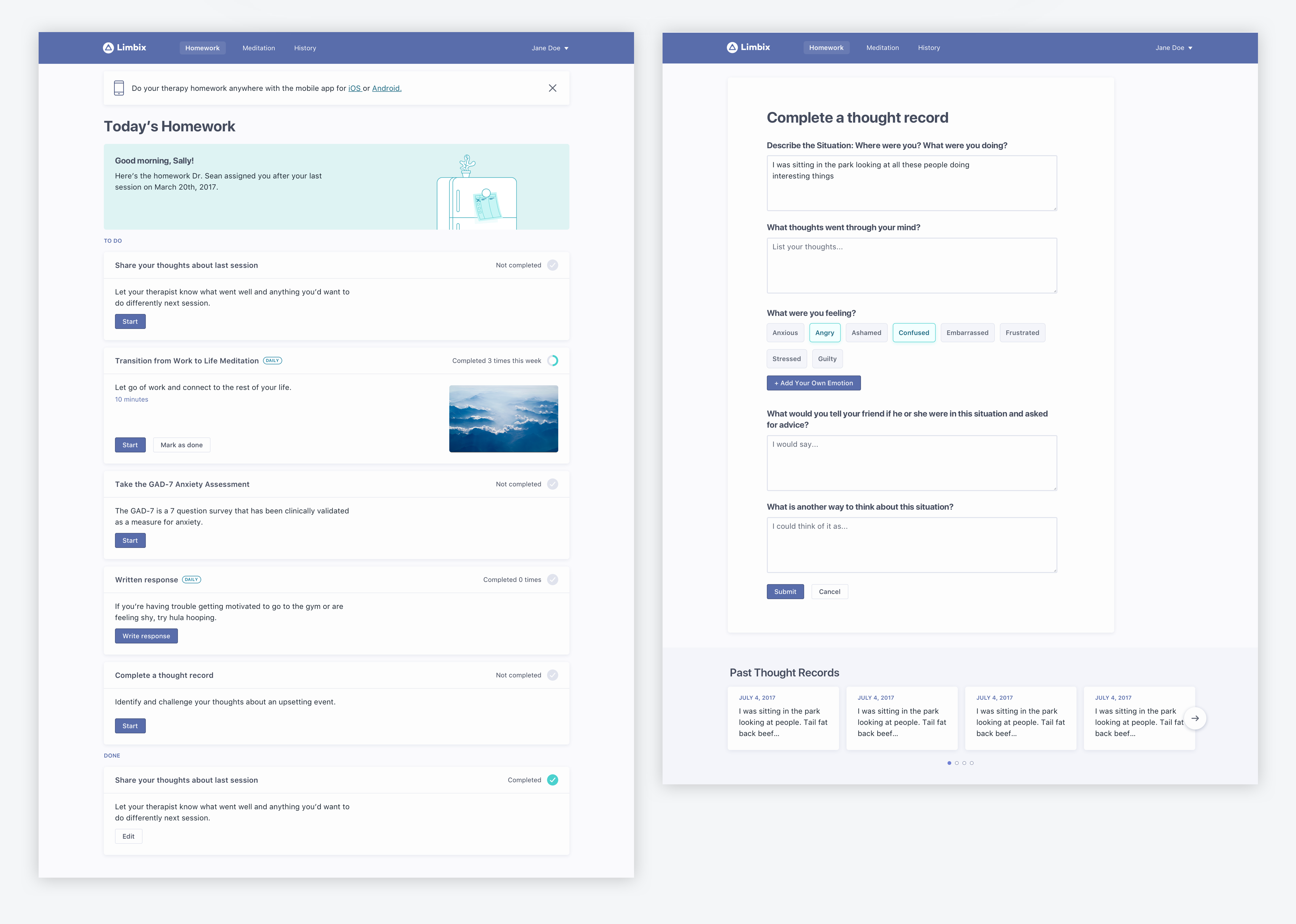 Web app — additional screens