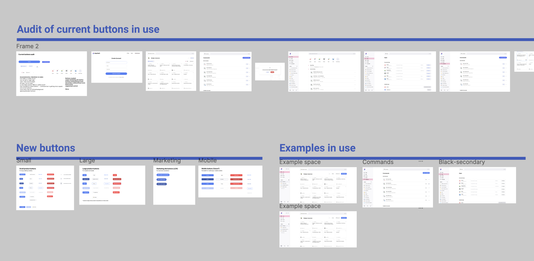 Design system audit and new buttons