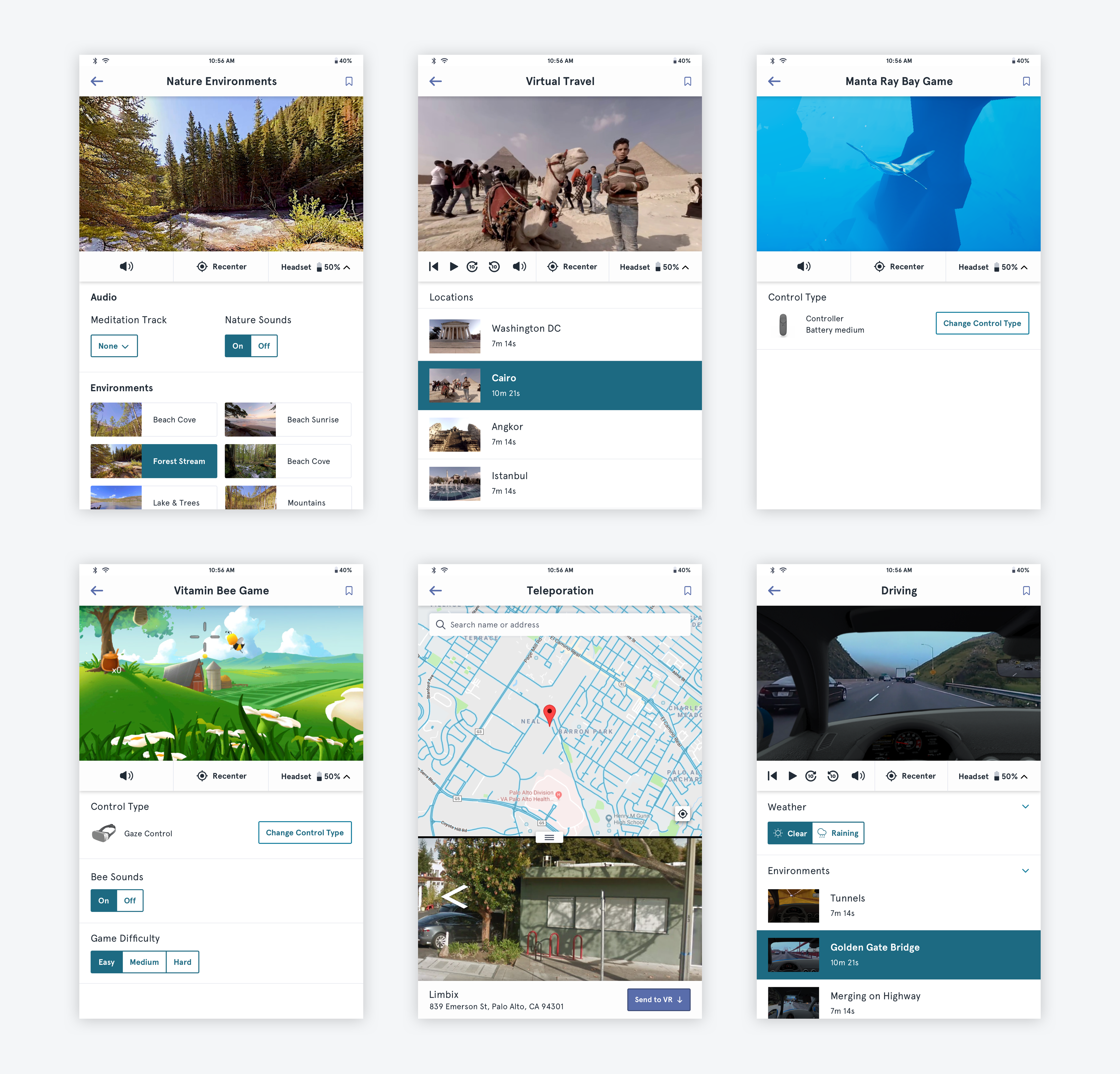 Limbix detail screens