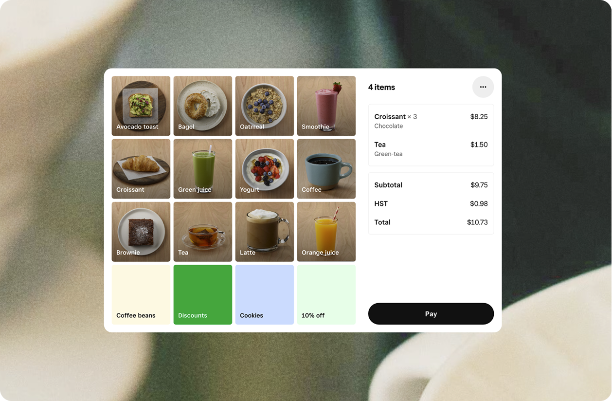 Square Market Monochrome POS interface