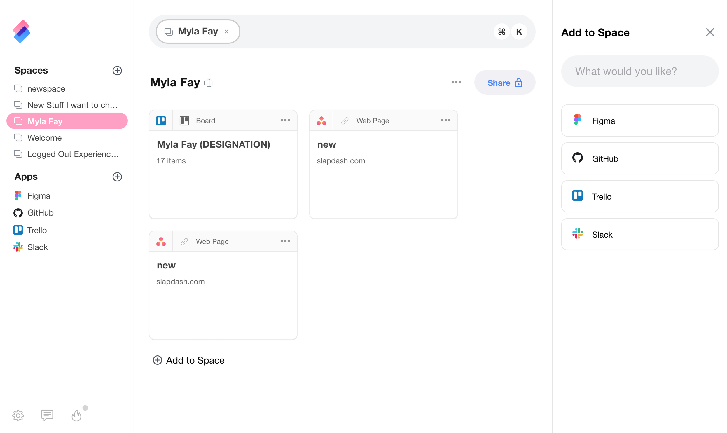 Dashboard before — card system and navigation